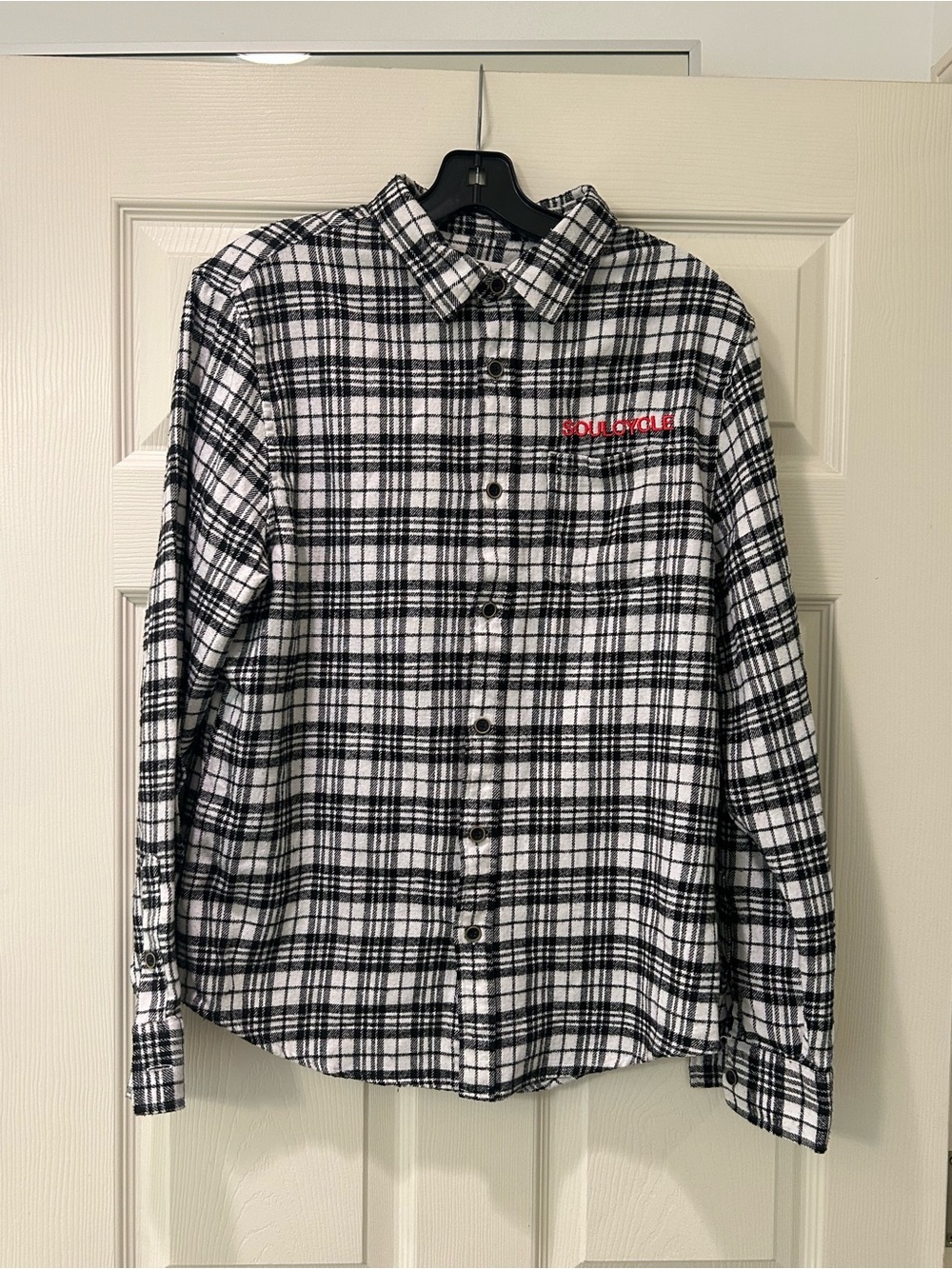 soulcycle Black & White Plaid Button-Down Shirt